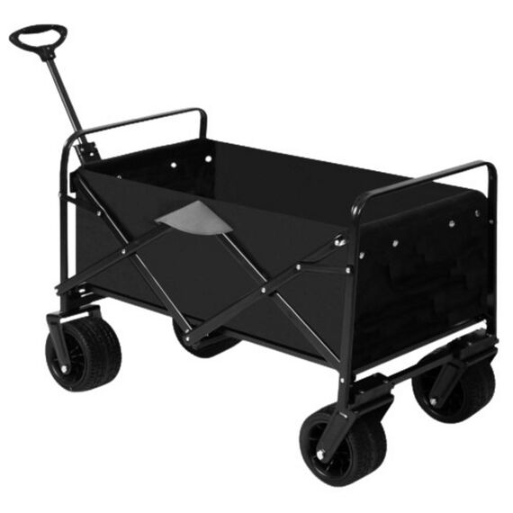 Carucior de transport, material cadru din otel, roti pivotante la 360º, pliabil, buzunare practice, capacitate de incarcare pana la 120 kg, 90 x 50 x 61 cm, negru, Culoare: Negru-Dacenergy.ro