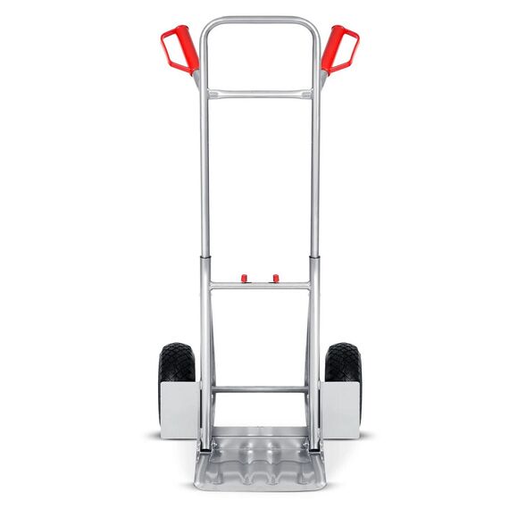 Carucior transport marfa, cadru din otel galvanizat, platforma inferioara durabila, 2 roti gonflabile cu supape, reglare convenabila a inaltimii 75-108 cm, capacitate de incarcare pana la 150 kg, argintiu.-Dacenergy.ro