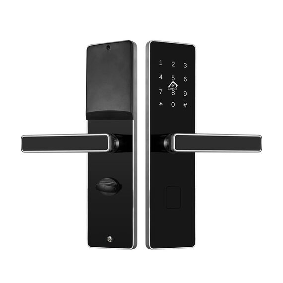 Incuietoare inteligenta DacEnergy©,  pentru hotel, apartament, motel, deblocare Aplicatie TTLock , TTHotel ,  Card RFID, Cheie, culoare negru-argintiu, Culoare: Negru, Argintiu-Dacenergy.ro