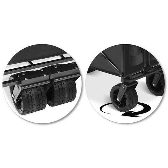 Carucior de transport, material cadru din otel, roti pivotante la 360º, pliabil, buzunare practice, capacitate de incarcare pana la 120 kg, 90 x 50 x 61 cm, negru, Culoare: Negru-poza 3-Dacenergy.ro
