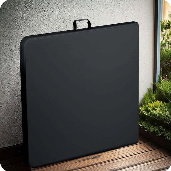 Masa de gradina pliabila, cadru durabil din otel, material PE si rezistent la UV, cu maner, 244 x 75 x 74 cm, negru, Culoare: Negru-poza 3-Dacenergy.ro