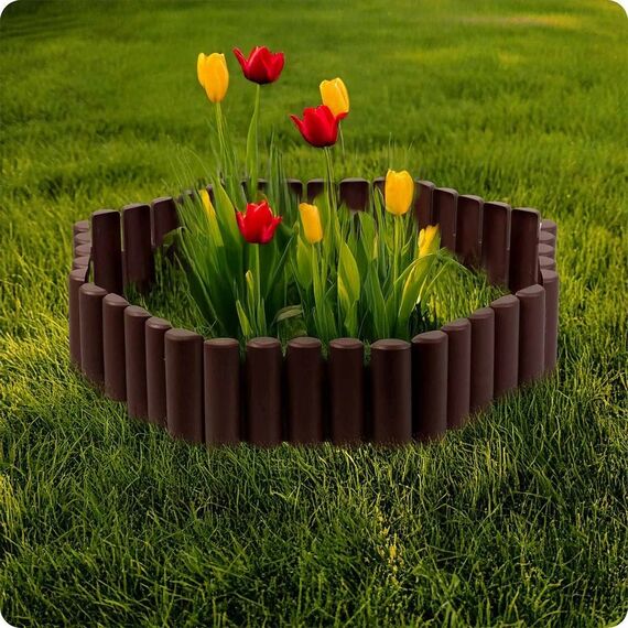 ​Bordura de gradina, material PP durabil, rezistent la UV, inghet si schimbarile meteorologice, design modular, 2.2 m, maro, Culoare: Maro, Inaltime: 23.5 cm-poza 4-Dacenergy.ro