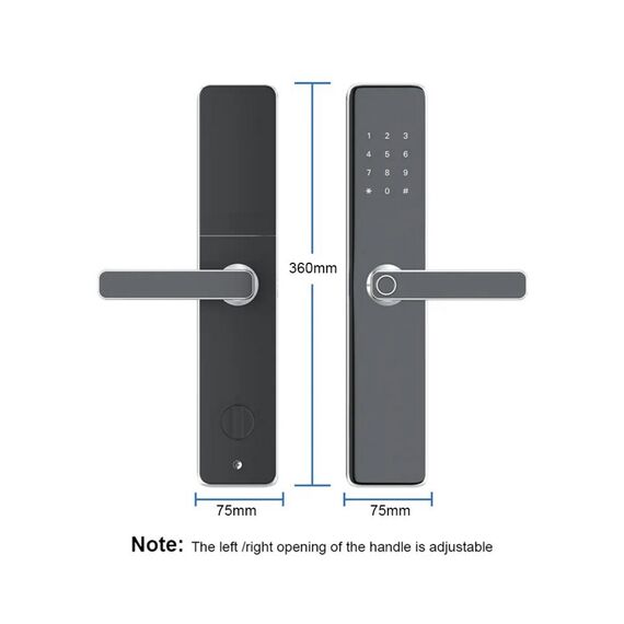 Incuietoare inteligenta DacEnergy©, aplicatie telefon, amprenta, parola, card si cheie, Wifi, Bluetooth, Tuya Smart TT Lock, de inalta securitate, grosimea usii 40-110 mm, negru si bronz, Culoare: Negru, Bronz-poza 4-Dacenergy.ro