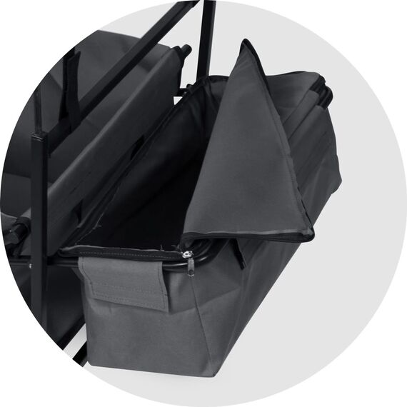 ​Carucior de transport, material cadru din otel, pliabil, baldachin reglabil pe inaltime, cos suplimentar, mic, capacitate de incarcare 90 kg, 94 x 67 x 49 cm, gri si negru, Culoare: Negru, Gri-poza 5-Dacenergy.ro