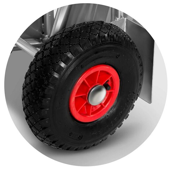 Carucior transport marfa, cadru din otel galvanizat, platforma inferioara durabila, 2 roti gonflabile cu supape, reglare convenabila a inaltimii 75-108 cm, capacitate de incarcare pana la 150 kg, argintiu.-poza 5-Dacenergy.ro