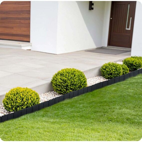 Bordura de gradina, material PP durabil, rezistent la UV, inghet si schimbarile meteorologice, design modular, lungimea de 2.5 m, antracit, Culoare: Antracit, Inaltime: 23 cm-poza 6-Dacenergy.ro