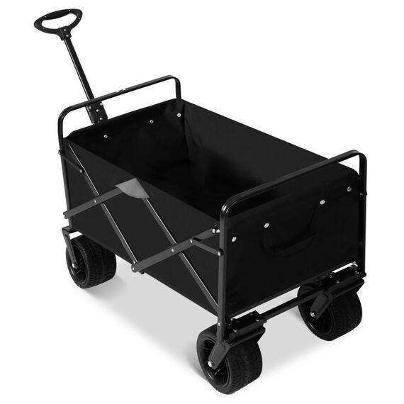 Carucior de transport, material cadru din otel, roti pivotante la 360º, pliabil, buzunare practice, capacitate de incarcare pana la 120 kg, 90 x 50 x 61 cm, negru, Culoare: Negru-poza 7-Dacenergy.ro