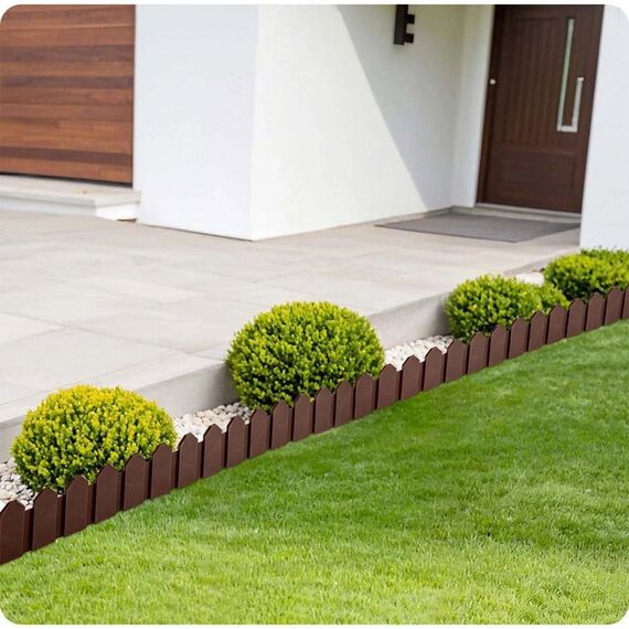 Bordura de gradina, material PP durabil, rezistent la UV, inghet si schimbarile meteorologice, design modular, lungimea de 2.4 m, maro deschis, Culoare: Maro deschis, Inaltime: 18 cm-poza 7-Dacenergy.ro