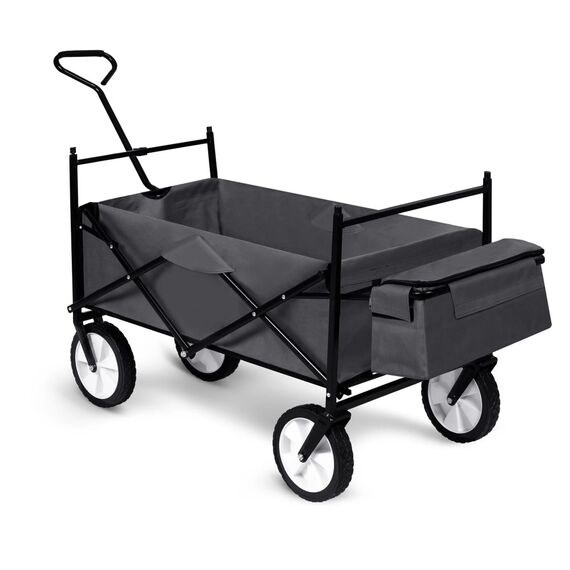 ​Carucior de transport, material cadru din otel, pliabil, baldachin reglabil pe inaltime, cos suplimentar, mic, capacitate de incarcare 90 kg, 94 x 67 x 49 cm, gri si negru, Culoare: Negru, Gri-poza 8-Dacenergy.ro