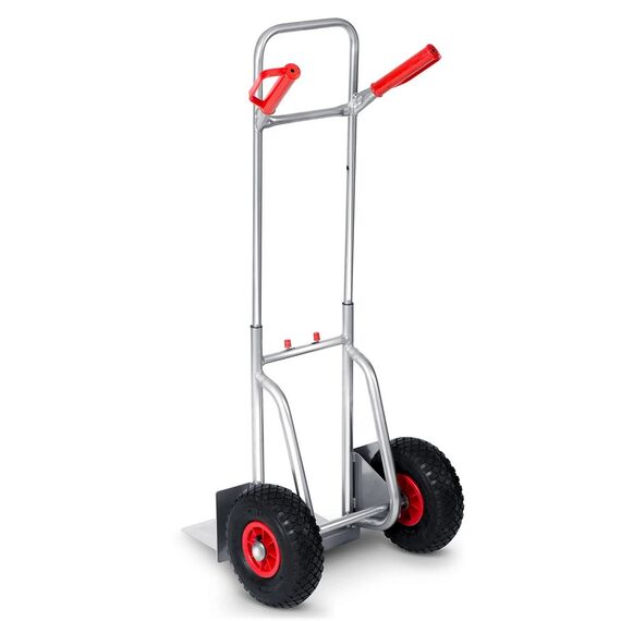 Carucior transport marfa, cadru din otel galvanizat, platforma inferioara durabila, 2 roti gonflabile cu supape, reglare convenabila a inaltimii 75-108 cm, capacitate de incarcare pana la 150 kg, argintiu.-poza 8-Dacenergy.ro