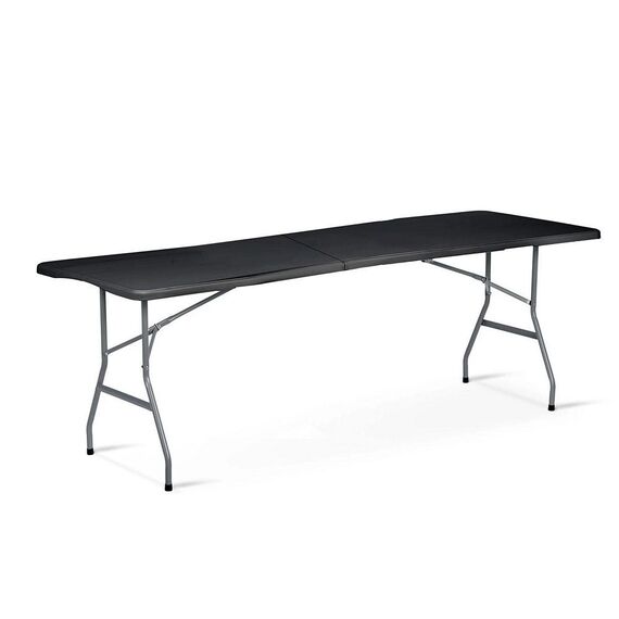 Masa de gradina pliabila, cadru durabil din otel, material PE si rezistent la UV, cu maner, 244 x 75 x 74 cm, negru, Culoare: Negru-poza 8-Dacenergy.ro
