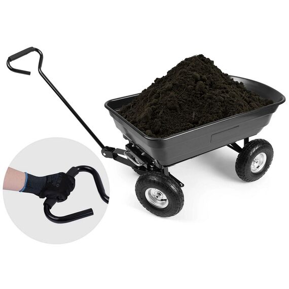 Carucior pentru gradina, otel, functia de basculare, 50x94x20 cm, capacitate de ridicare 300 kg, negru, Culoare: Negru-poza 8-Dacenergy.ro
