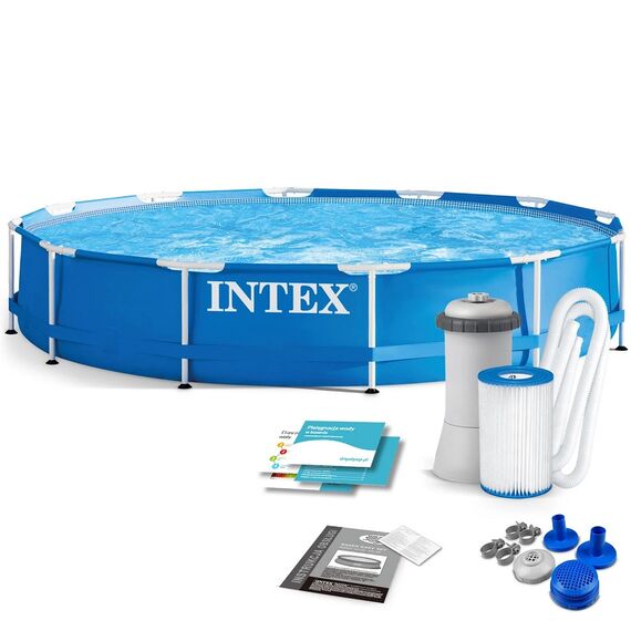 ​Piscina cu cadru, material PVC durabil cu 3 straturi, usor de asamblat, forma rotunda, pompa de filtru, filtru pompa, capacitate 6503 l, 366 x 76 cm, albastra-Dacenergy.ro