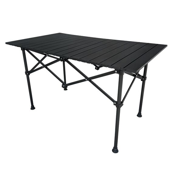 ​Masa camping DacEnergy©, realizata din otel, cu capace din plastic, pliabila, portabila, 94,5 x 53,5 x 55 cm, neagra, Culoare: Negru-Dacenergy.ro