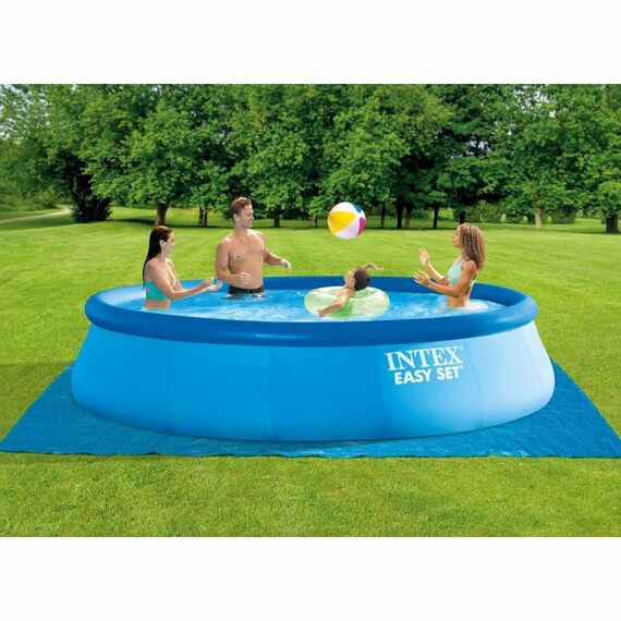 ​Piscina gonflabila, realizata din material PVC, forma rotunda, pompa pentru filtrare, scara, prelata si folie, 12430 litri, 457 x 107 cm, albastra-poza 2-Dacenergy.ro