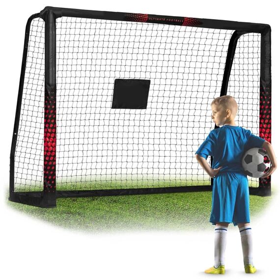 ​Poarta de fotbal pentru copii, cadru stabil din otel, plasa din material rezistent, sprijina dezvoltarea fizica a copiilor, 180 x 120 x 60 cm, negru si rosu-poza 3-Dacenergy.ro