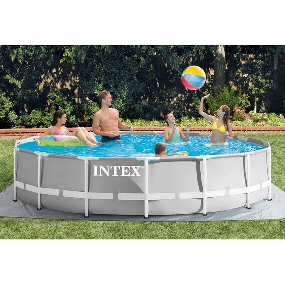 ​Piscina cu cadru, material PVC durabil cu 3 straturi, pompa de filtru, scara metalica sigura, prelata si folie, rotunda, 14614 litri, 457 x 107 cm-poza 2-Dacenergy.ro