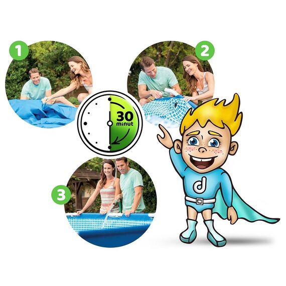 ​Piscina cu cadru, material PVC durabil cu 3 straturi, usor de asamblat, forma rotunda, pompa de filtru, filtru pompa, capacitate 6503 l, 366 x 76 cm, albastra-poza 2-Dacenergy.ro