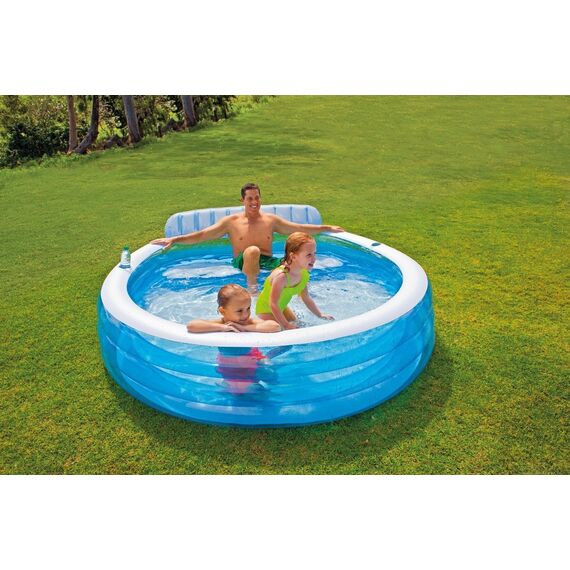 ​Piscina gonflabila, material vinil, 224 x 216 x 76 cm, capacitate umplere piscina 640 l, forma rotunda, culoare albastru-poza 2-Dacenergy.ro