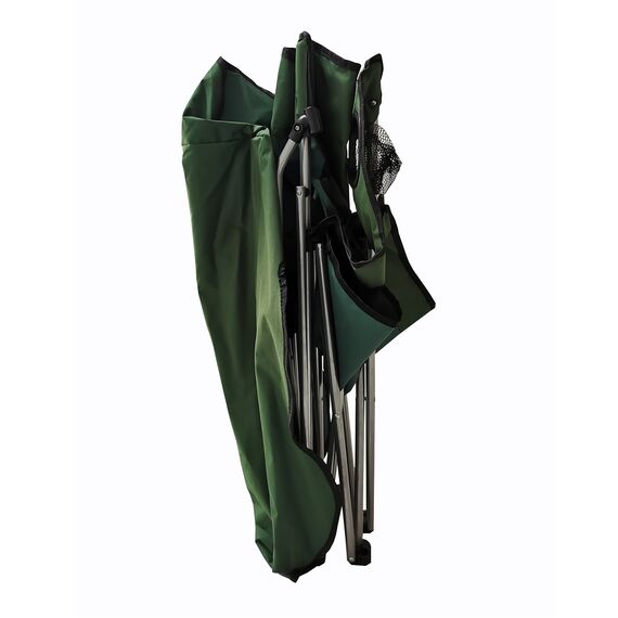 Scaun camping DacEnergy, cadru fabricat din otel, poliester, cu brate si suport de pahar, pliant, cu umbrela, verde inchis, 84 x 52 x 85 cm, Culoare: Verde inchis-poza 2-Dacenergy.ro