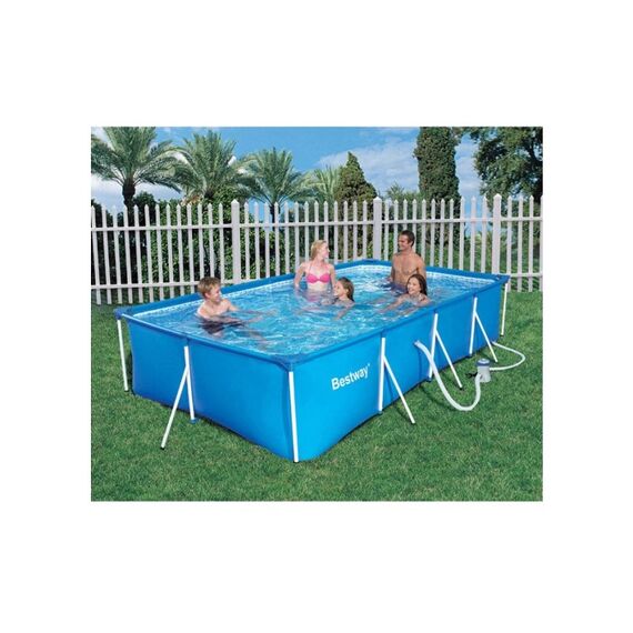 Piscina cu cadru metalic, cu pompa de filtrare, dimensiuni 399 x 211 x 81 cm, 5700 litri, dreptunghiulara, culoare albastru-poza 3-Dacenergy.ro