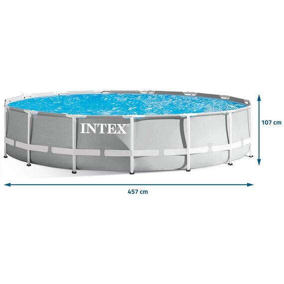 ​Piscina cu cadru, material PVC durabil cu 3 straturi, pompa de filtru, scara metalica sigura, prelata si folie, rotunda, 14614 litri, 457 x 107 cm-poza 3-Dacenergy.ro
