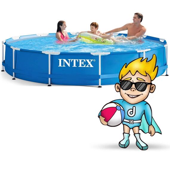 ​Piscina cu cadru, material PVC durabil cu 3 straturi, usor de asamblat, forma rotunda, pompa de filtru, filtru pompa, capacitate 6503 l, 366 x 76 cm, albastra-poza 3-Dacenergy.ro
