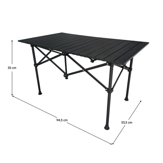 ​Masa camping DacEnergy©, realizata din otel, cu capace din plastic, pliabila, portabila, 94,5 x 53,5 x 55 cm, neagra, Culoare: Negru-poza 3-Dacenergy.ro