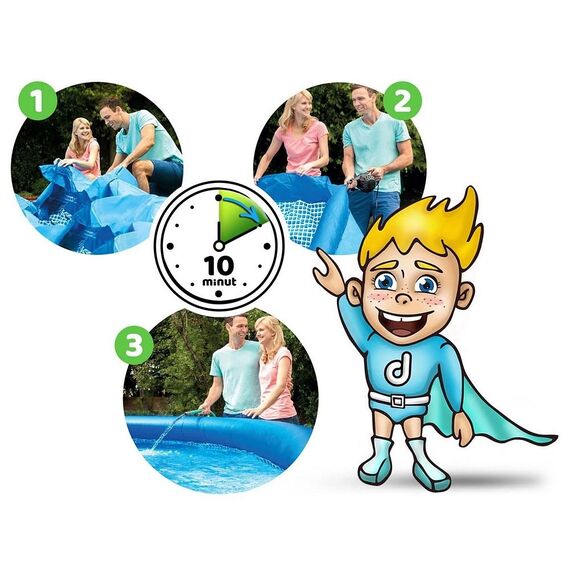 ​Piscina, realizata din material PVC durabil cu 3 straturi, capacitate 5621 litri, kit de reparare, 366 x 76 cm, albastra-poza 4-Dacenergy.ro