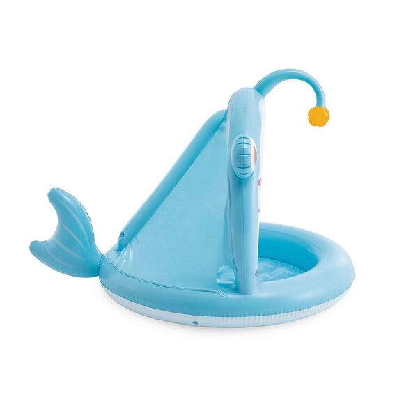 ​Piscina gonflabila pentru copii Intex, cu baza moale si acoperis incorporat, din PVC, in forma de peste, 127 x 102 x 86 cm, albastru-poza 4-Dacenergy.ro