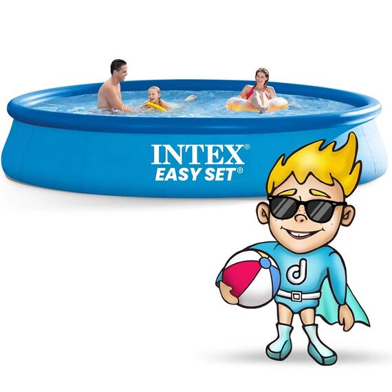 ​Piscina, realizata din material PVC durabil cu 3 straturi, pompa de filtru, filtru, kit de reparare, prelata si folie, cu minge, 457 x 84 cm, 9792 litri, albastru-poza 5-Dacenergy.ro