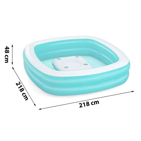 ​Piscina gonflabila Bestway, confectionata din vinil, capacitate 737 l, cu 4 suporturi pentru pahare, 218 x 218 x 48 cm, alb si verde-poza 5-Dacenergy.ro