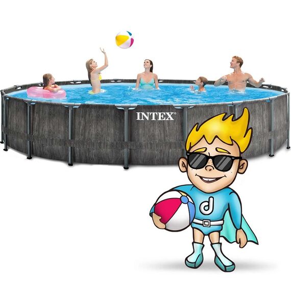 ​Piscina cu cadru, material PVC durabil cu 3 straturi, cu pompa de filtru, scara metalica, prelata si folie, termometru, skimmer, set curatare si aspirator, 24311 litri, 549 x 122 cm, gri inchis-poza 5-Dacenergy.ro