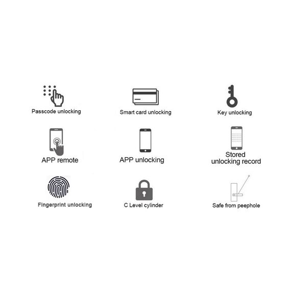 Incuietoare inteligenta DacEnergy©, pentru Acasa, Apartament, Airbnb, Vila, deblocare Fingerpint, Aplicatie Tuya, Smart Life, Cod, Card RFID, Cheie, negru, Culoare: Negru-poza 5-Dacenergy.ro