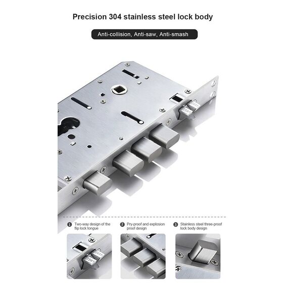 Incuietoare inteligenta DacEnergy©, aplicatie telefon, amprenta, parola, card si cheie, Wifi, Bluetooth, Tuya Smart TT Lock, de inalta securitate, grosimea usii 40-110 mm, negru si bronz, Culoare: Negru, Bronz-poza 8-Dacenergy.ro