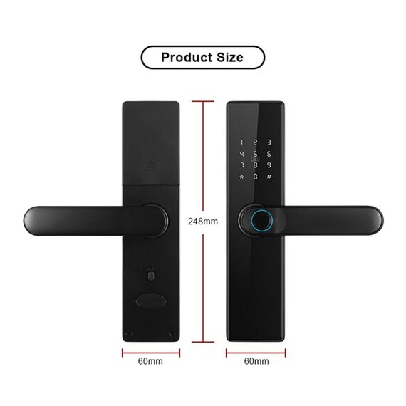 Incuietoare inteligenta DacEnergy©,material aliaj din aluminiu, deblocare Fingerpint, Aplicatie, Cod, Card RFID, NFC, Cheie ,culoare negru/auriu, Culoare: Negru, Auriu-poza 7-Dacenergy.ro