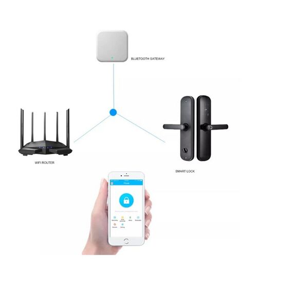 Incuietoare inteligenta DacEnergy©, pentru Acasa, Apartament, Airbnb, Vila, deblocare Fingerpint, Aplicatie TTLock, Cod, Card RFID, Cheie, negru/auriu, Culoare: Negru, Auriu-poza 12-Dacenergy.ro