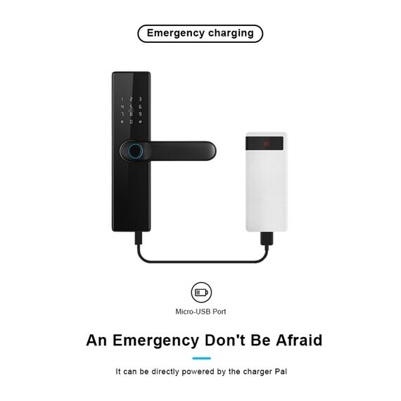 Incuietoare inteligenta DacEnergy©,material aliaj din aluminiu, deblocare Fingerpint, Aplicatie, Cod, Card RFID, NFC, Cheie ,culoare negru/auriu, Culoare: Negru, Auriu-poza 19-Dacenergy.ro