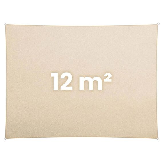 Panza parasolar, pentru terasa, balcon, gradina, material PE tesut dens de 180 g/m², rezistent la apa, cu 4 snururi de prindere, forma dreptunghiulara, 400 x 300 cm, bej, Forma	: Dreptunghi, Culoare: Bej-poza 6-Dacenergy.ro