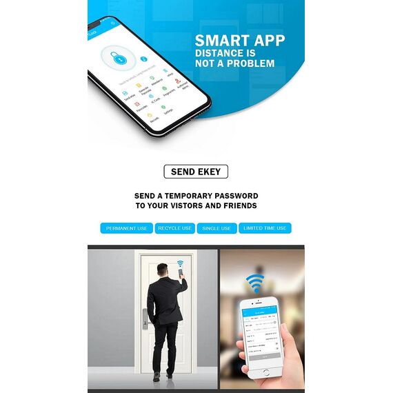 Incuietoare inteligenta DacEnergy©, pentru AcasA / Hotel / Apartament, material aliaj de aluminiu, deblocar Aplicatie TTlock / amprent digitala / parola / card RFID / cheie, pentru usa din lemn / metal, argintiu, Culoare: Argintiu-poza 9-Dacenergy.ro