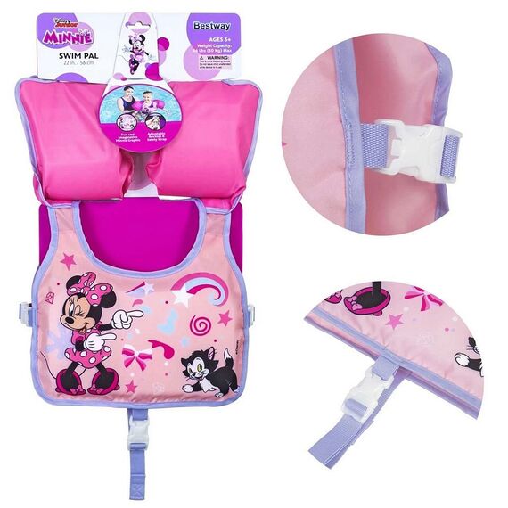 ​Vesta de inot Bestway, grafica cu Minnie, greutate admisa 19-30 kg, bratele reglabile-Dacenergy.ro