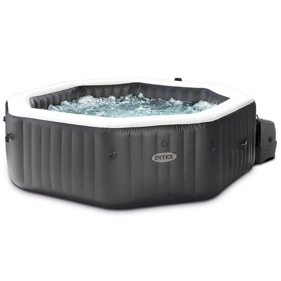 ​Piscina gonflabila cu hidromasaj Intex, pompa de filtrare incorporata, 2 tetiere, 4 persoane, panou de control, cu aplicatie, apa incalzita pana la 40°, prelate, 795 litri, 201 x 71 cm, negru-Dacenergy.ro
