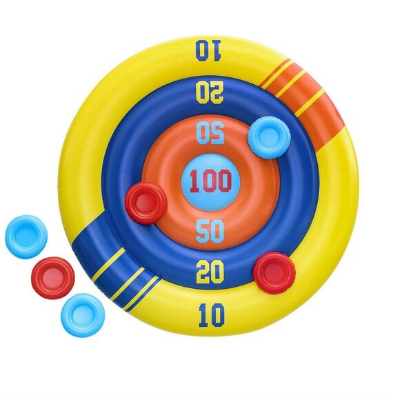 ​Joc de biliard pentru piscina Bestway, material PVC, cerc gonflabil, 6 frisbee colorate, diametru 140 cm, colorate-Dacenergy.ro