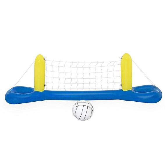 ​Poarta de volei gonflabila pentru piscina Bestway, material PVC, minge, plasa durabila, 252 x 64 cm, galben si albastru-Dacenergy.ro