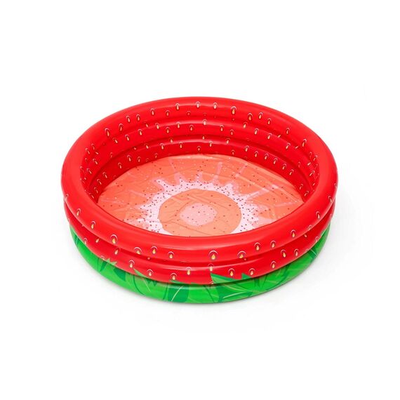 ​Piscina gonflabila Bestway, confectionat din vinil, forma de capsuna, cu trei inele, kit de reparatii, 390 l, 160 x 38 cm-Dacenergy.ro
