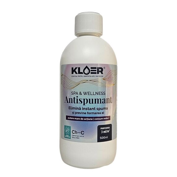 ​Antispumant Wellness Spa, Kloer, elimina instantaneu spuma si previne formarea acesteia, pentru apa piscina, 500 ml-Dacenergy.ro