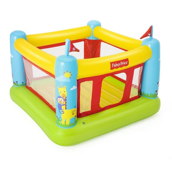 ​Centru de joaca pentru copii Bestway , confectionat din PVC, in forma de castel colorat de basm, cu turnuri gonflabile, 175 x 173 x 135 cm-Dacenergy.ro
