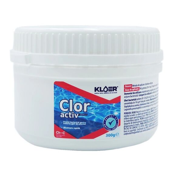 ​Solutia Clor activ Kloer, granule, produs cu actiune bactericida, destinat dezinfectiei apei din piscina, 300 g-Dacenergy.ro