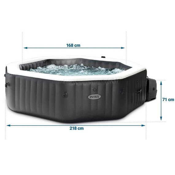 ​Piscina gonflabila cu hidromasaj Intex, jacuzzi, pompa de filtrare incorporata, 6 persoane, 2 tetiere, cu aplicatie, panou de control, apa incalzita pana la 40°, prelata si folie, 1098 litri, 218 x 71 cm-poza 2-Dacenergy.ro