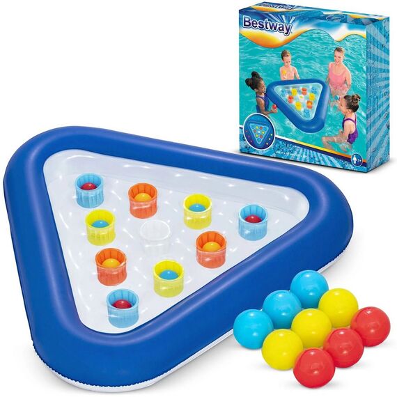 ​Joc de biliard pentru piscina Bestway, material PVC, triunghi gonflabil, 9 bile colorate, 105 x 97 cm-poza 2-Dacenergy.ro
